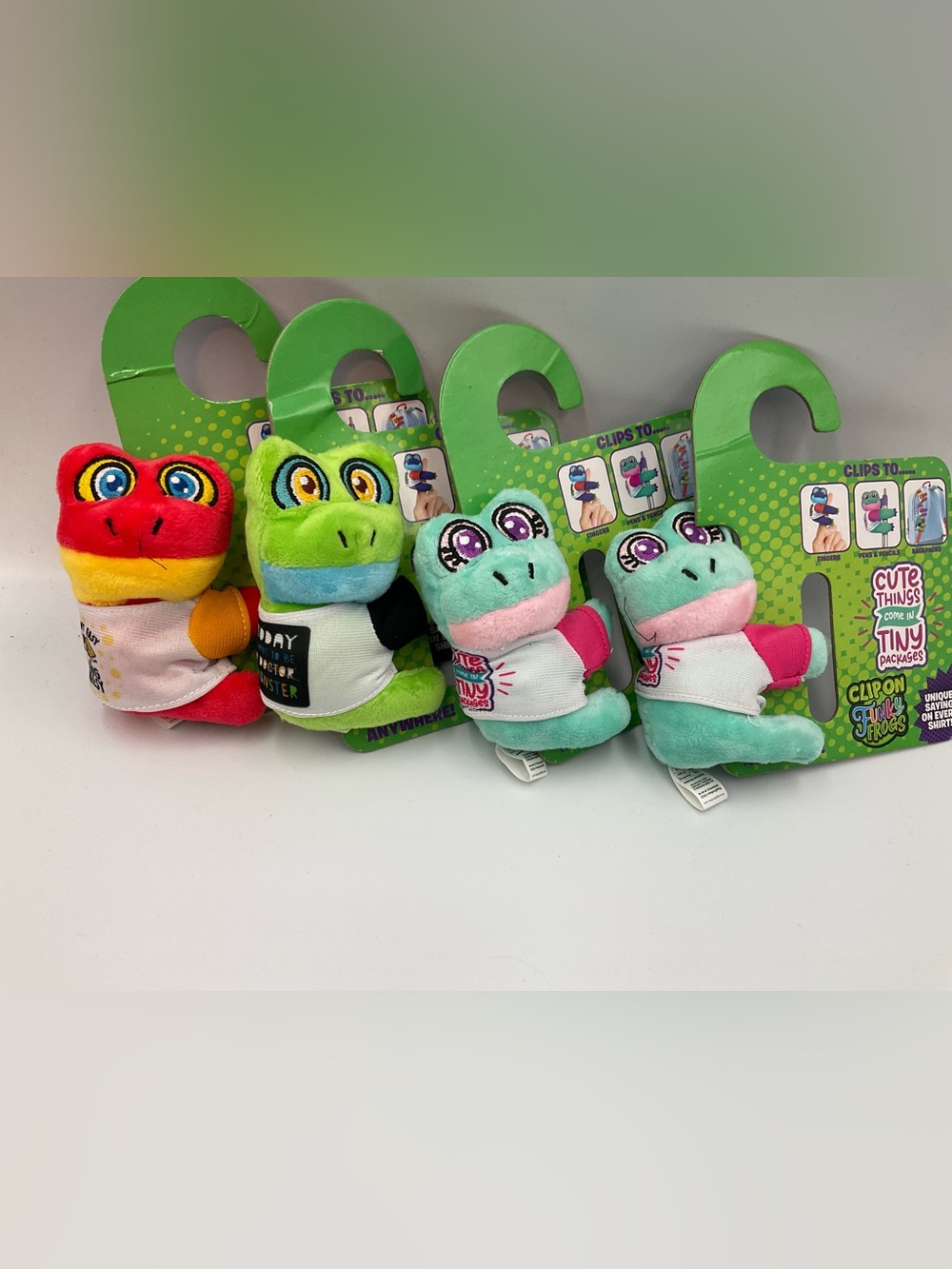 Plush Clip-On Frog Toy - Mint Green